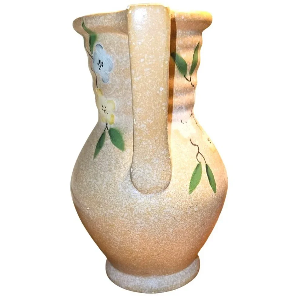 Vintage Vase Delcroft Ware Hand-Painted Ceramic Dual‎ Handles & Floral Design